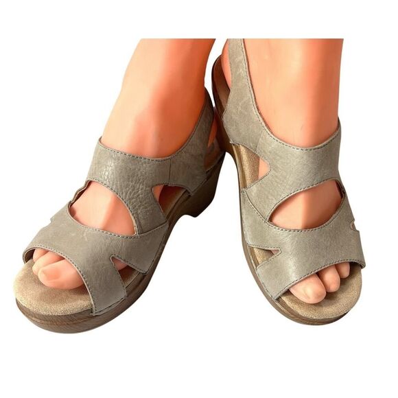 Dansko casual heel sandals mocha leather Womens EU 36 US 5.5 Sling Back Open Toe - Picture 2 of 12